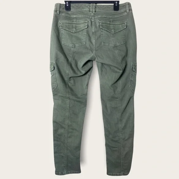 WHBM Blanc Olive Green Slim Ankle Utility Jeans Size 6R - Picture 5 of 10